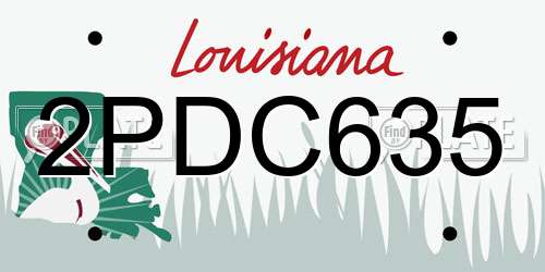 2PDC635 Louisiana License Plate