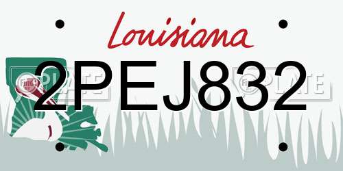 2PEJ832 Louisiana License Plate