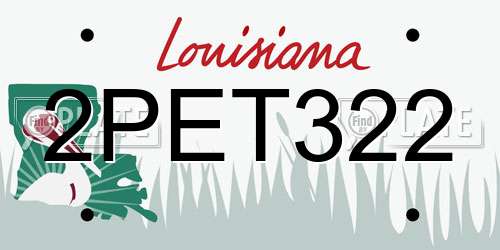 2PET322 Louisiana License Plate