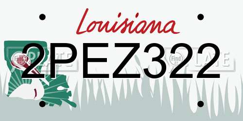 2PEZ322 Louisiana License Plate