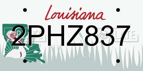 2PHZ837 Louisiana License Plate