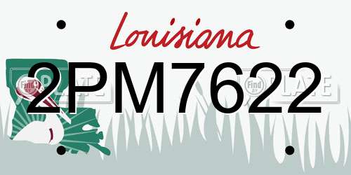 2PM7622 Louisiana License Plate