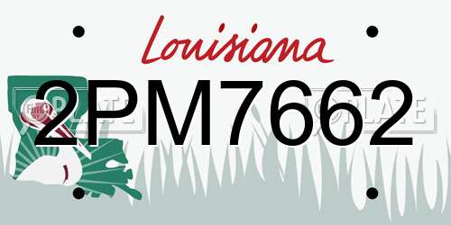 2PM7662 Louisiana License Plate