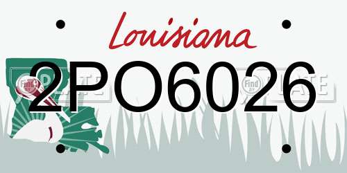 2PO6026 Louisiana License Plate
