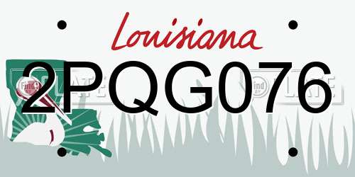 2PQG076 Louisiana License Plate