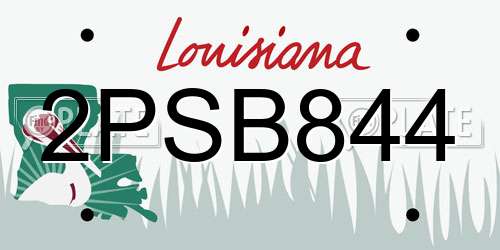 2PSB844 Louisiana License Plate