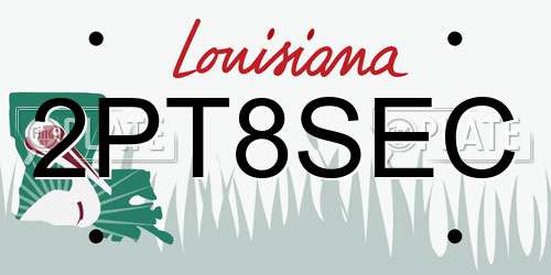 2PT8SEC Louisiana License Plate