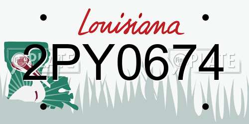 2PY0674 Louisiana License Plate
