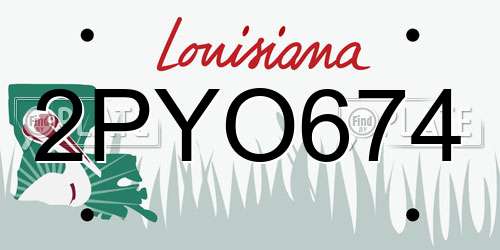 2PYO674 Louisiana License Plate
