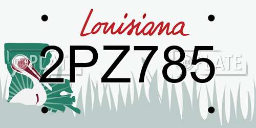 2PZ785 Louisiana License Plate