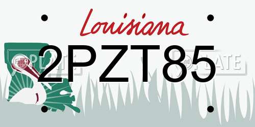 2PZT85 Louisiana License Plate