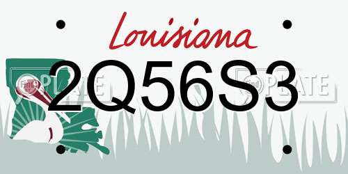 2Q56S3 Louisiana License Plate