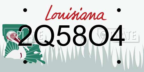 2Q58O4 Louisiana License Plate