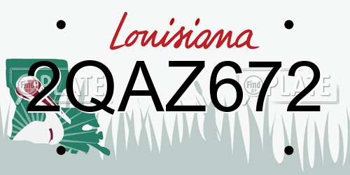 2QAZ672 Louisiana License Plate
