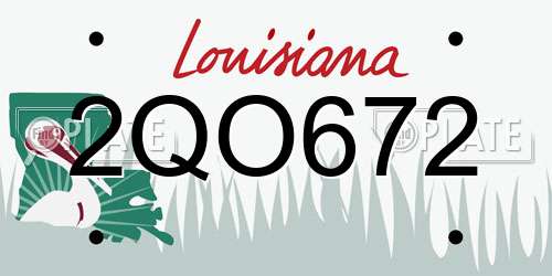 2QO672 Louisiana License Plate