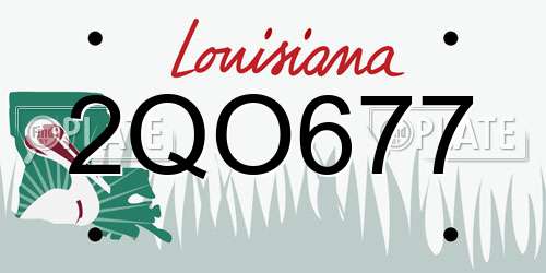 2QO677 Louisiana License Plate