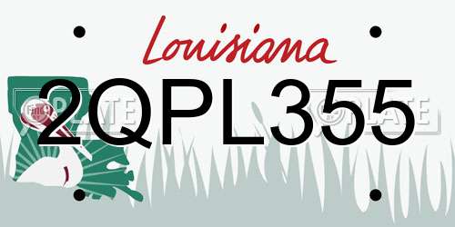 2QPL355 Louisiana License Plate