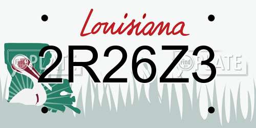 2R26Z3 Louisiana License Plate
