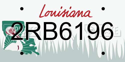 2RB6196 Louisiana License Plate