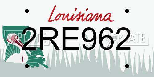 2RE962 Louisiana License Plate