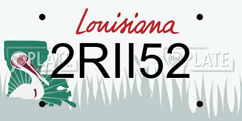 2RII52 Louisiana License Plate