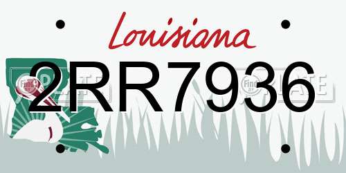 2RR7936 Louisiana License Plate