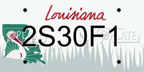 2S30F1 Louisiana License Plate