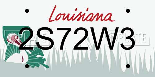 2S72W3 Louisiana License Plate