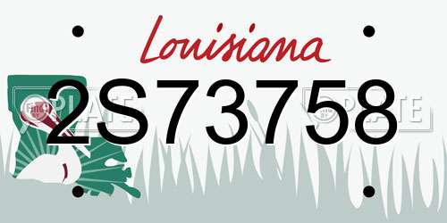 2S73758 Louisiana License Plate