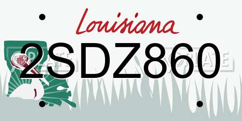 2SDZ860 Louisiana License Plate