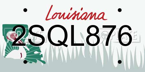 2SQL876 Louisiana License Plate