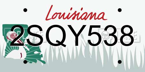 2SQY538 Louisiana License Plate
