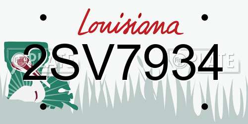 2SV7934 Louisiana License Plate