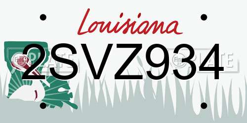 2SVZ934 Louisiana License Plate