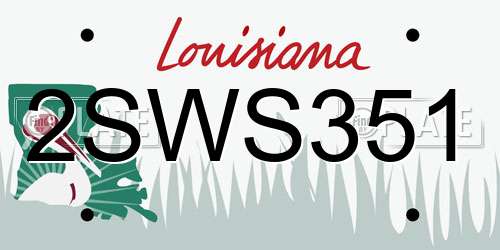 2SWS351 Louisiana License Plate