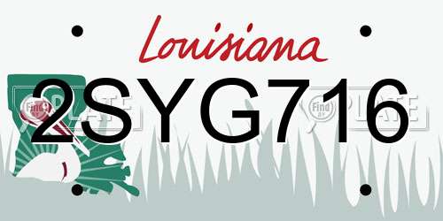 2SYG716 Louisiana License Plate