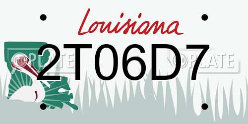 2T06D7 Louisiana License Plate