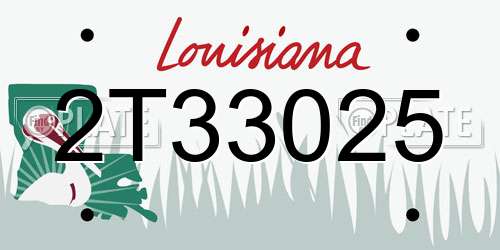 2T33025 Louisiana License Plate