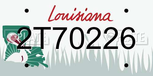 2T70226 Louisiana License Plate
