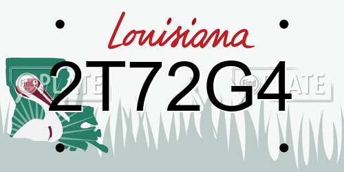 2T72G4 Louisiana License Plate