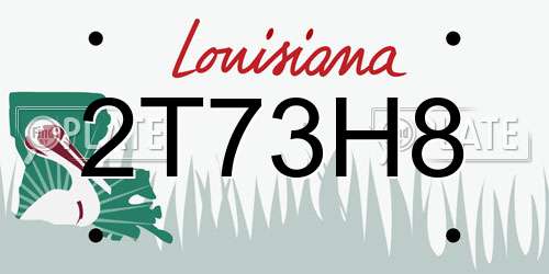 2T73H8 Louisiana License Plate