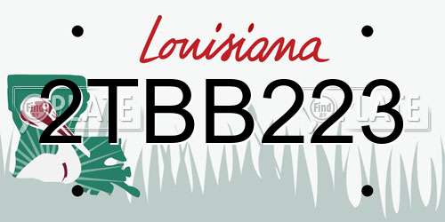 2TBB223 Louisiana License Plate