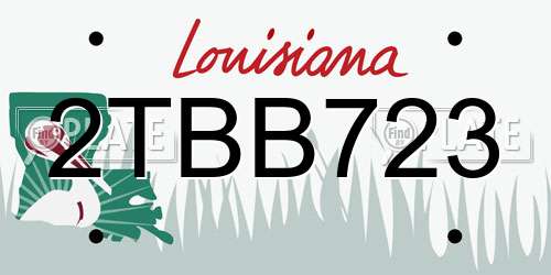 2TBB723 Louisiana License Plate