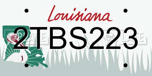 2TBS223 Louisiana License Plate