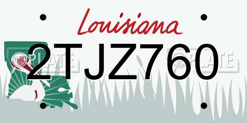 2TJZ760 Louisiana License Plate