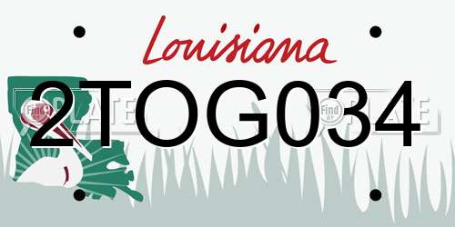 2TOG034 Louisiana License Plate