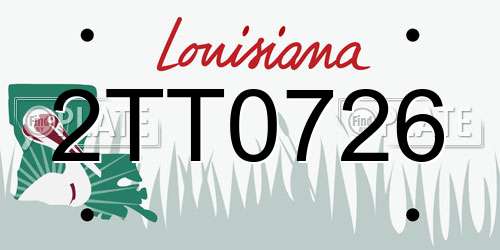 2TT0726 Louisiana License Plate