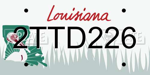 2TTD226 Louisiana License Plate