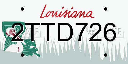2TTD726 Louisiana License Plate