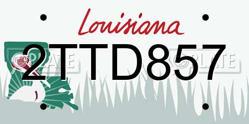 2TTD857 Louisiana License Plate